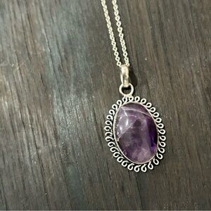 New Amethyst Gemstone Pendant Sterling Silver Necklace